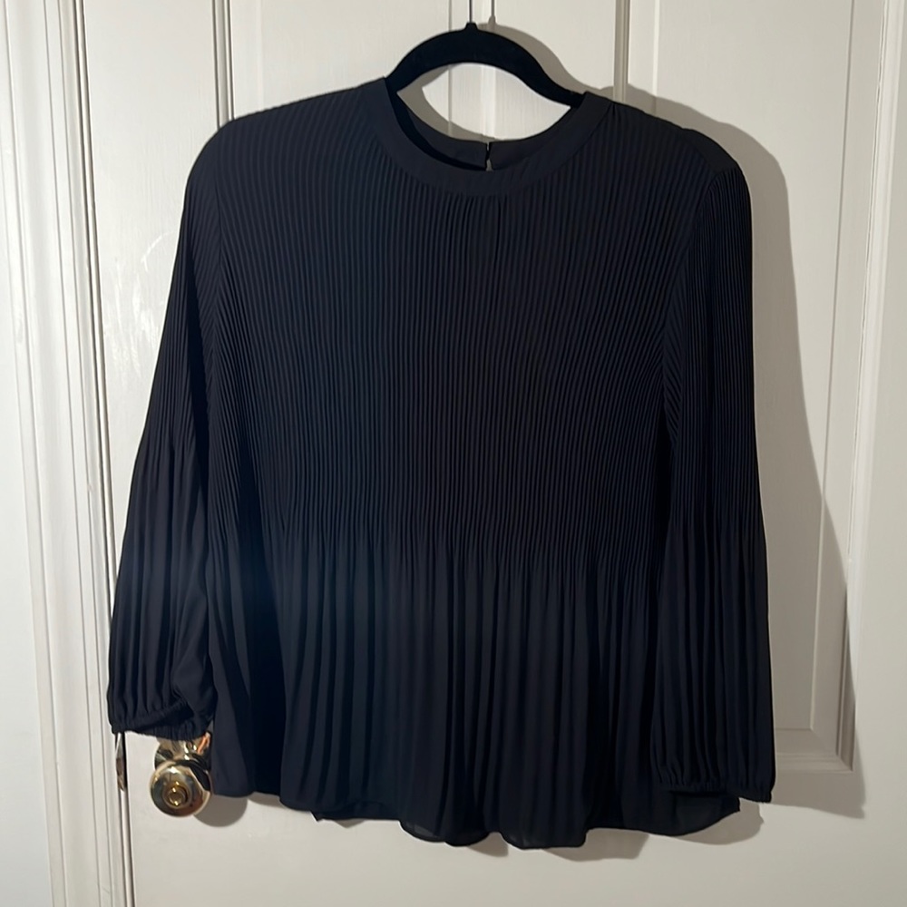 Adrianna Papell black blouse, bell shaped 3/4 sleeve, medium, NWT